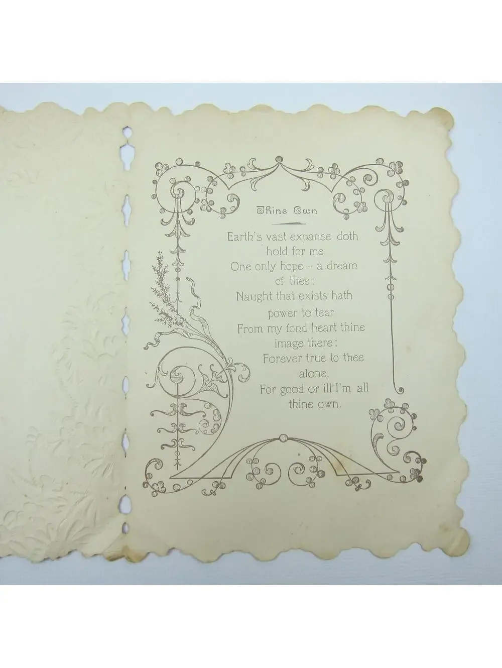 Vintage Valentine Card 1910s Woman Straw Hat Feather Scarf Flower Die cut Bifold
